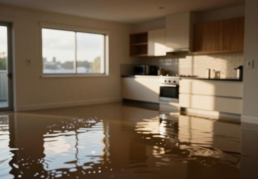Waterlogged basement in Berala property before drying